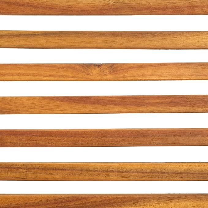 SAFAVIEH Outdoor Collection Monti Natural/Black Iron Legs Solid Wood Slatted Bench