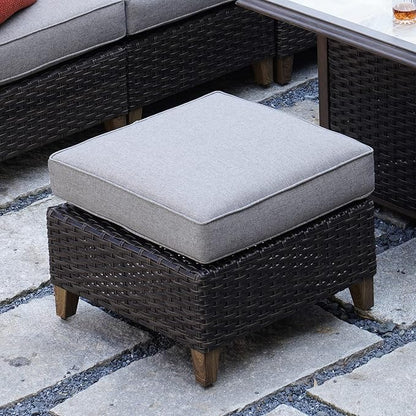 Grand patio Outdoor Furniture, Patio Wicker Sectional Sofa Modular Furniture Set Single Sofa with Thick Cushions for Deck Porch Poolside Garden (Ottoman)