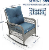 UDPATIO Rocking Outdoor Chair Patio Wicker Chair with Cushions, Lumbar Pillow for Porch Backyard, Porch, Balcony - Photo 7