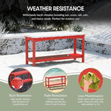 WestinTrends Malibu 55" Outdoor Patio HDPE Adirondack 2-Tier Shelf Console Table, Red - Photo 4