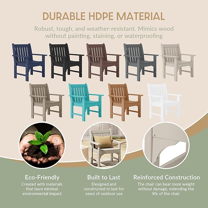 WestinTrends Malibu Outdoor Patio HDPE Adirondack Dining Arm Chair, Sand
