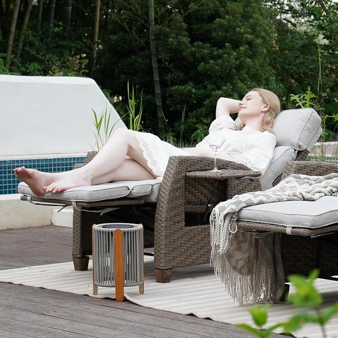 Grand patio Outdoor Reclining Chairs with Extended Footrest 2-Piece Adjustable Patio Wicker - Photo 4
