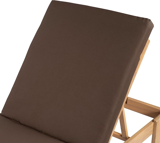 Christopher Knight Home Duska Acacia Wood Chaise Lounge Chair Outdoor, Patio Outdoor Chaise Lounge with Cushions, Adjustable Backrest Single Lounge Sofa, Poolside Seating, Teak+Brown