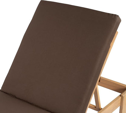 Christopher Knight Home Duska Acacia Wood Chaise Lounge Chair Outdoor, Patio Outdoor Chaise Lounge with Cushions, Adjustable Backrest Single Lounge Sofa, Poolside Seating, Teak+Brown