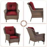 Patio Wicker Chairs Outdoor Furniture Chair - Set of 4 Outside All Weather Lawn Dining Brown Rattan Armchair with High - Photo 5