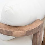 Merax 3 Seater Outdoor Acacia Wood Patio Sofa with Cushions for Porch, Garden, Backyard, Balcony, Brown wash - Photo 5