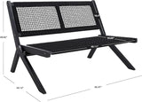 SAFAVIEH Outdoor Collection Kobina Black Acacia Wood/Black Rope Foldable Bench - Photo 3