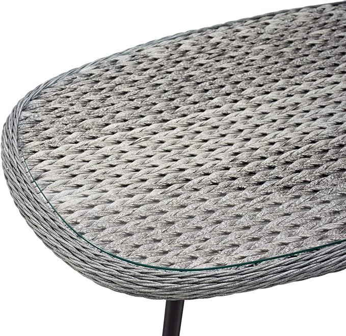 Modway Endeavor Wicker Rattan Aluminum Glass Outdoor Patio Coffee Table in Gray
