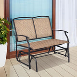 Giantex Patio Glider Bench, 400 Lbs Capacity, Steel Frame, Brown, Outdoor Swing Chair, 2-Person Loveseat, Back Support - Photo 8