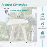 HDPE White Round Outdoor Table, Weather-Resistant, 15.8x15.8x16.7 inches, 150lbs Load Capacity, Modern Design - Photo 3