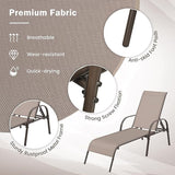 Giantex 2 Pack Patio Lounge Chair, Outdoor Chaise Lounge with 5 Adjustable Backrest, Sturdy Steel Frame - Photo 5