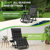 ZENPETIO 29In XL Zero Gravity Chair w/Cushion, Zero Gravity Recliner Lounge Chair for Indoor and Outdoor - Photo 5