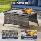 Belord 13 Piece Wicker Patio Furniture Set, Outdoor Swivel Rocker Chairs Set of 4 with Ottomans and Rattan Couch - Photo 6