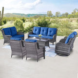 Belord 7 Piece Wicker Patio Furniture Set, Outdoor Swivel Rocker Chairs Set of 2 with Ottomans, 3 Seat Sofa and Loveseat - Photo 1