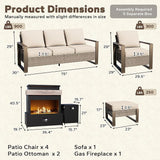 8 Pieces Metal Wicker Patio Furniture Set - 75" Sofa, Four Armchairs and Two Ottomans - Photo 2