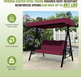 MUPATER Patio Porch Swing Chair with Canopy, 3-Person Outdoor Canopy Swing Glider with Stand - Photo 9