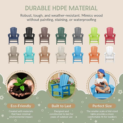 WestinTrends Malibu Kids Outdoor HDPE Adirondack Plastic Patio Chair, Pacific Blue