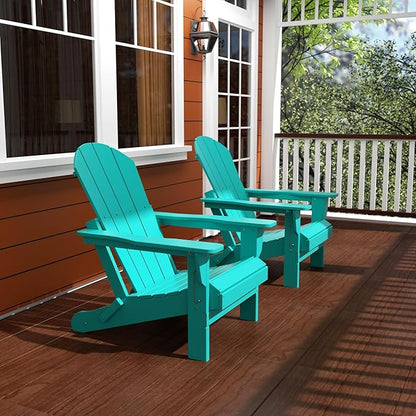 WO WESTIN OUTDOOR HDPE Laguna Outdoor Folding Poly Adirondack Chair (Set of 2), Turquoise