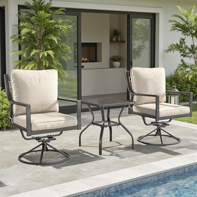 Rilyson Patio Tables Outdoor Coffee Table - Metal Side Tables End Table for Patio Proch Deck Balcony Garden Squre