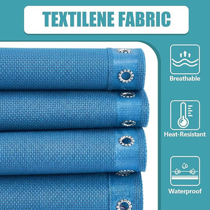 Queekay Chair Replacement Fabric with 4 Bungee Cord Lounge Chair Cloth Mesh Repair Kit for Patio Recliner Outdoor Lawn Pool(63 x 21 Inch,Light Blue)