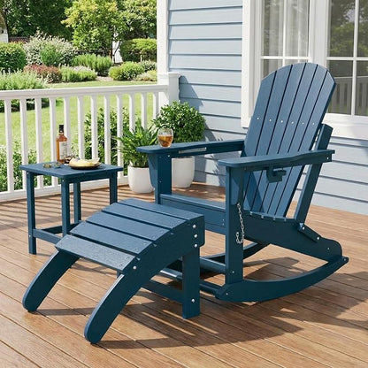 HDPE Adirondack Ottoman Foot Rest, Weather Resistant Outdoor Footstool for Adirondack Chair, Resin Patio Porch Poolside Lawn and Backyard Use