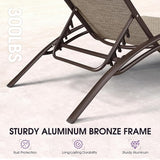 PURPLE LEAF Outdoor Oversized Chaise Lounge Chair Set of 3 Patio Pool Lounger Bronze Aluminum Chairs with Side Table - Photo 6