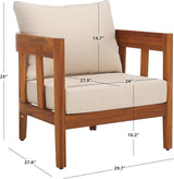 SAFAVIEH Outdoor Collection Owen Natural Brown/Taupe Cushion Solid Wood Chair Set of 2 - Photo 5