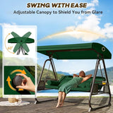 3 in 1 Outdoor Porch Swing with Adjustable Canopy, 3 Seat Outdoor Swing for Adults - Photo 4