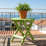 Shine Company Round Wooden Folding Solid Wood Side Table, Outdoor Adirondack Small Patio Table, Lime Green - Photo 3