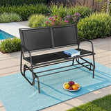 2-Person Outdoor Glider Bench - Patio Loveseat Swing Chair with Textilene Fabric & Powder-Coated Steel Frame - for - Photo 3