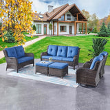 Rilyson Wicker Patio Furniture Set - 6 PC Rattan Outdoor Sectional Conversation Sets with 2 Rocking Swivel Chairs - Photo 7