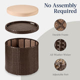 Best Choice Products Round Wicker Ottoman, Multipurpose Outdoor Furniture for Patio, Backyard, Additional Seating - Photo 7