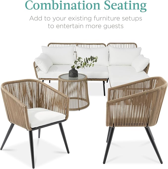 Best Choice Products Set of 2 Patio Dining Chairs, Outdoor Seating for Backyard, Poolside, Balcony w/Woven Wicker Design - Photo 7