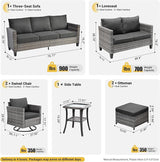 ovios Patio Furniture Set, 7 Pieces Outdoor Wicker Sofa Couch with Swivel Rocking Chairs Loveseat Comfy Cushions Rattan - Photo 8