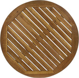 Merax Outdoor Coffee Table 27.5" Round Acacia Wood Patio Side Table, X-Shaped Base Support, Slat Tabletop Design, Teak - Photo 5