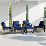 Outdoor Patio Furniture Set, 6 Piece Wicker Patio Conversation with Deep Seating, Thicken Cushions, Outdoor Club Chair - Photo 7