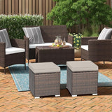 RELAX4LIFE Wicker Outdoor Storage Ottoman, 2-Piece Rattan Footstool w/Removable Cushion - Photo 8