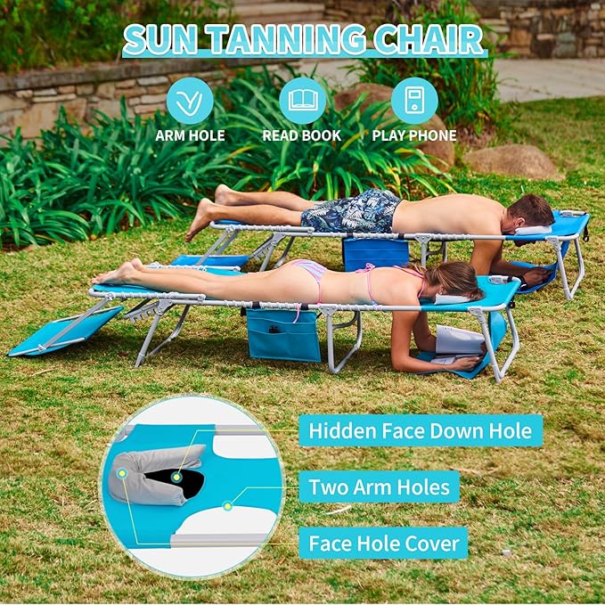 #WEJOY 3 in 1 Tanning Chair with Face Hole & Canopy - Photo 3