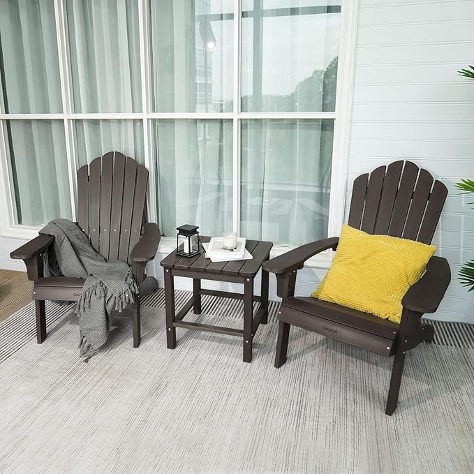 Cecarol Normal Size Adirondack Chair Plastic, Outdoor Fire Pit Chair with Cup Holder, Adirondack Patio Chair Weather Resistant for Outside, Porch, Lawn, Garden- AC01S, White