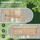 Tangkula Outdoor Fir Wood Bench with Foldable Middle Table, 2-3 Person Garden Bench with Backrest and Armrests - Photo 6