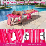 Giantex Face Down Tanning Chair, Folding Beach Lounge Chair w/ 4-Position Adjustable Backrest - Photo 8