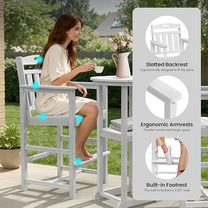 Ciokea 3-Pcs Bistro Table and Chairs - Photo 4