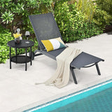 COSTWAY 2 PCS Outdoor Patio Chaise Lounge, 6-Position Adjustable Pool Lounger with Stable Aluminum Frame - Photo 7
