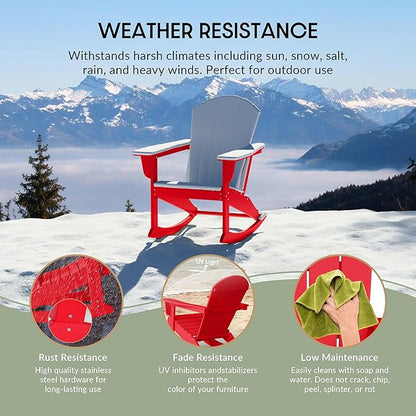 WO WESTIN OUTDOOR HDPE Laguna Outdoor Folding Poly Adirondack Chair (Set of 8),Red