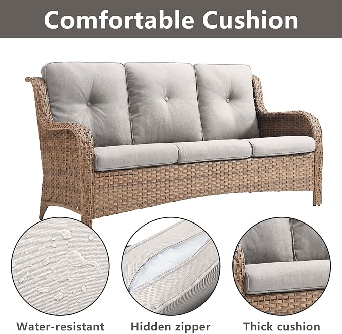 Rilyson Patio Furniture Swivel Chairs Set - 7 PC Wicker Rattan Outdoor Sectional Conversation Sets with 2 Rocking Chairs - Photo 5