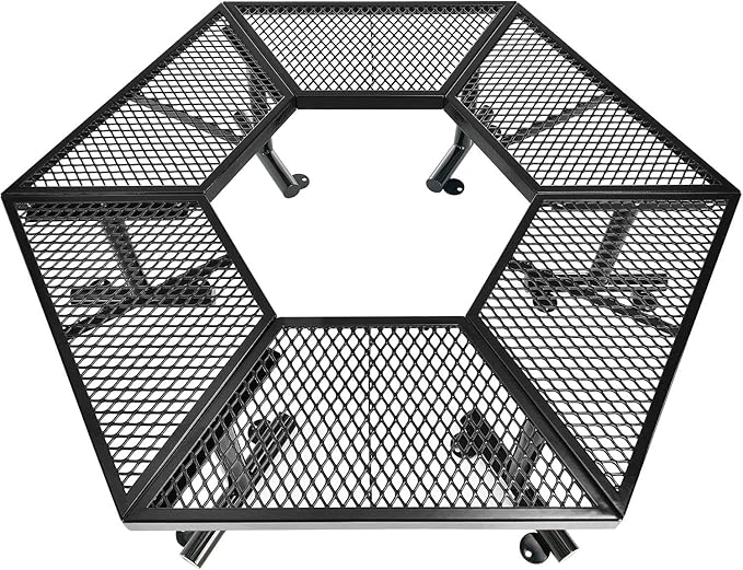 Global Industrial Hexagon Outdoor Tree Bench, Expanded Metal, 73" L x 63" W x 18" H, Black