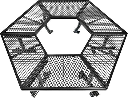 Global Industrial Hexagon Outdoor Tree Bench, Expanded Metal, 73" L x 63" W x 18" H, Black