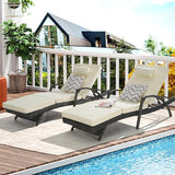 KEIKI Wicker Outdoor Chaise Lounge Chairs Set of 2 for Patio & Pool Side with 5-Level Adjustable Backrest and Cushions - Photo 1