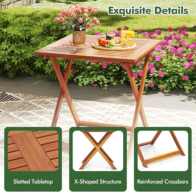 Tangkula 29.5-Inch Square Patio Dining Table - Photo 9