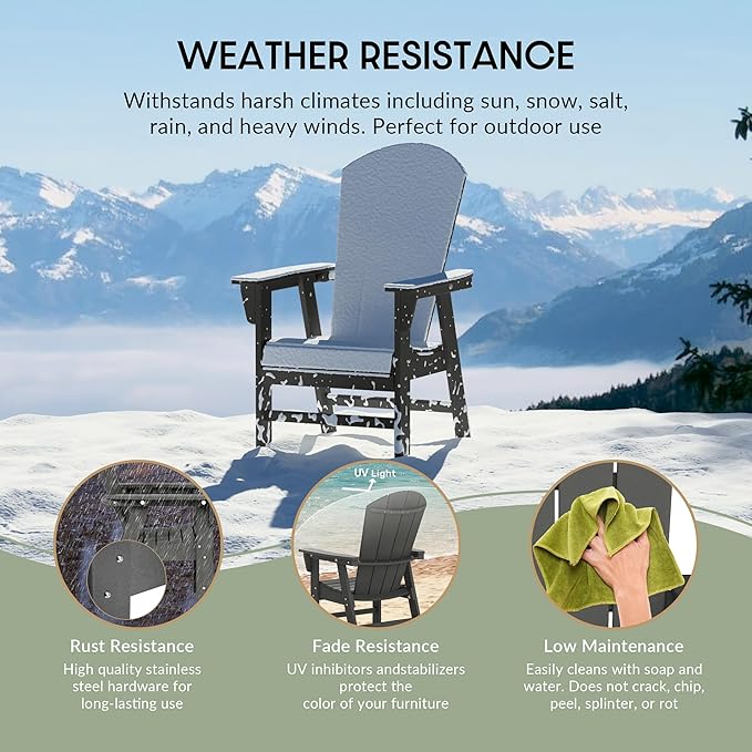 WestinTrends Malibu Outdoor Patio HDPE Plastic Adirondack Dining Chair Gray
